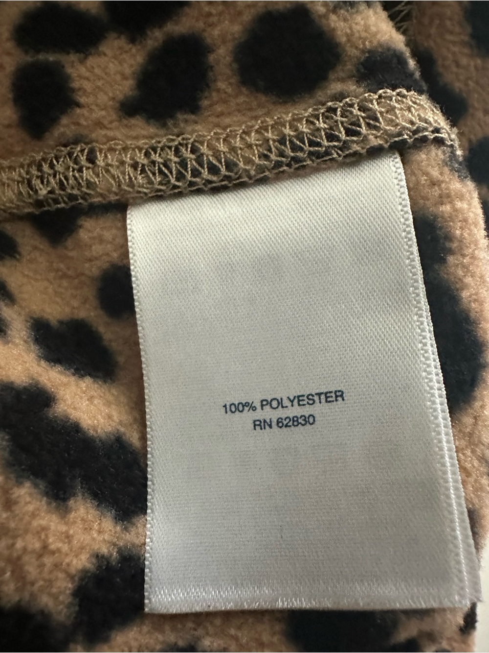 Lands' End Leopard-Print Quarter Zip Fleece - Tan & Black Sz L - Picture 5 of 7